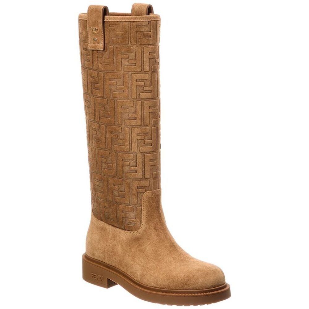 Fendi Filo Ff Suede Knee-High Boot, Brown